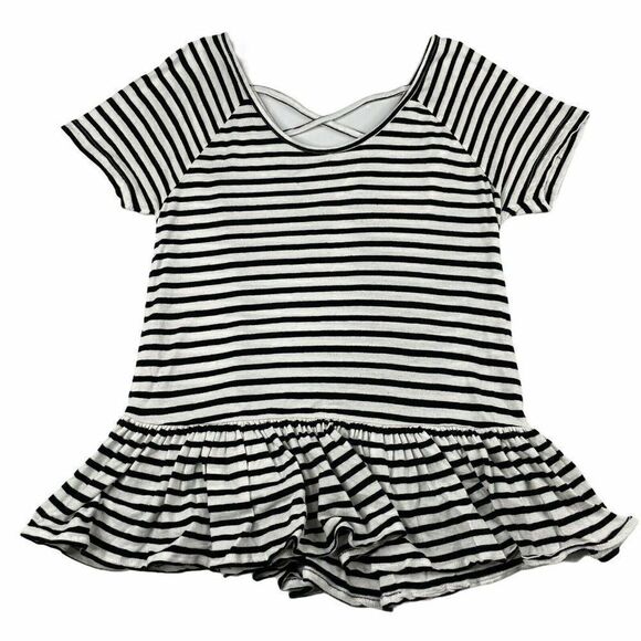 Lucky Brand Criss Cross Back Striped Peplum Top - Picture 2 of 7